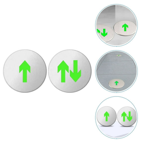 MLINS 2 pcs Glow in the Dark Arrow Exit Sign Glowing Arrow Floor Sign Stainless Steel Arrow Safety Sign (One-way and Two-way)