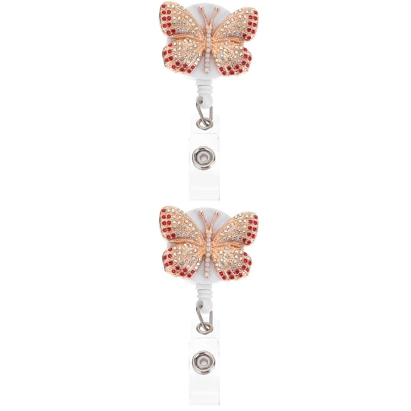 DINHEAROM Retractable ID Cards Clip Butterflies Design for Office Use 2Set 3.34X1.57X0.98in