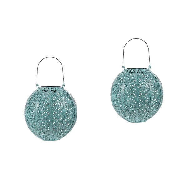 MLINS 2 pcs LED Light Hanging Hollow Out Solar Lantern Garden Yard Solar Hanging Lantern