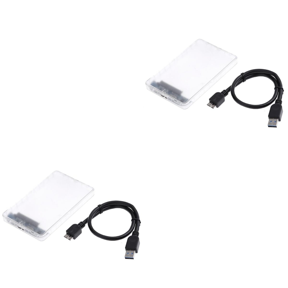MLINS 2 pcs USB 3.0 Micro External Hard Drive Enclosure Transparent External Case for 2.5 Inch HDD and SSD