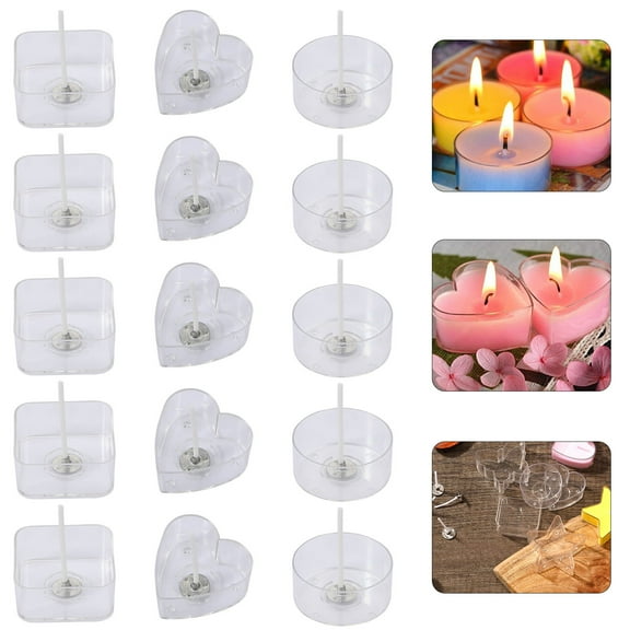 MLINS  20 Pcs Tea Lights Candles Holders Wicks for Candlemaking Tealight Vessels Bulk