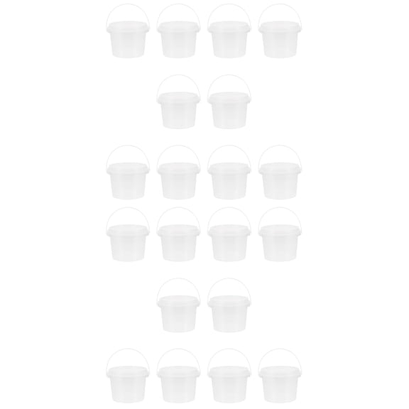 MLINS 20 Pcs Transparent Storage Bucket Party Favor Cans Can Containers Candy Bucket with Lid Handles Beach Pails 300ml for Christmas Party Favors