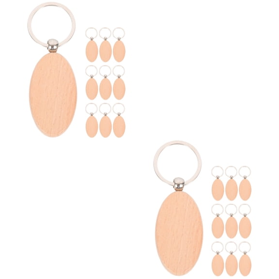 FELTECHELECTR Engravable Wooden Keychain Assorted Color Beech Alloy for Decoration 20Pcs