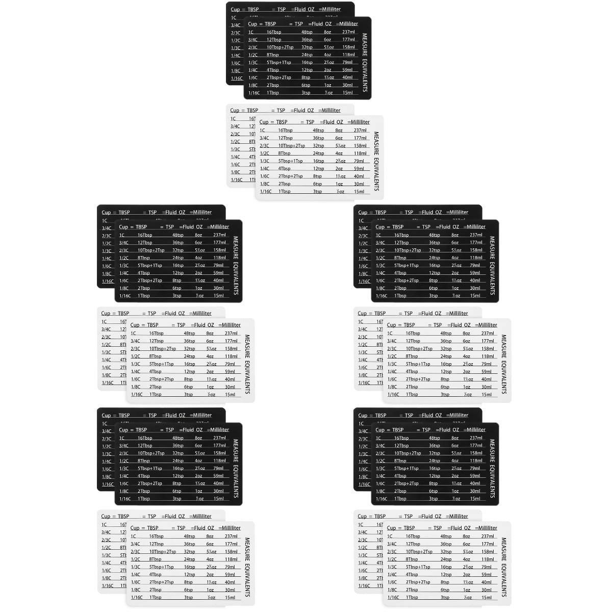 MLINS 20 pcs Measure Conversion Chart Reusable Measure