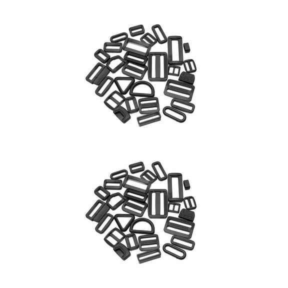 MLINS 200 Pcs  2.5cm Slide Buckles Thicken Plastic Bag Strap Assorted Type Adjustment Buckles for Backpack Suitcase (Black)