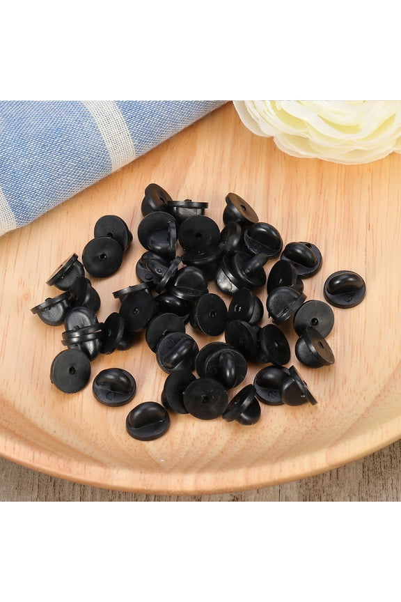 200 Pcs Stitch for Locking Pin Backs Plug Caps Clutch Bag Boutonniere Pins Black