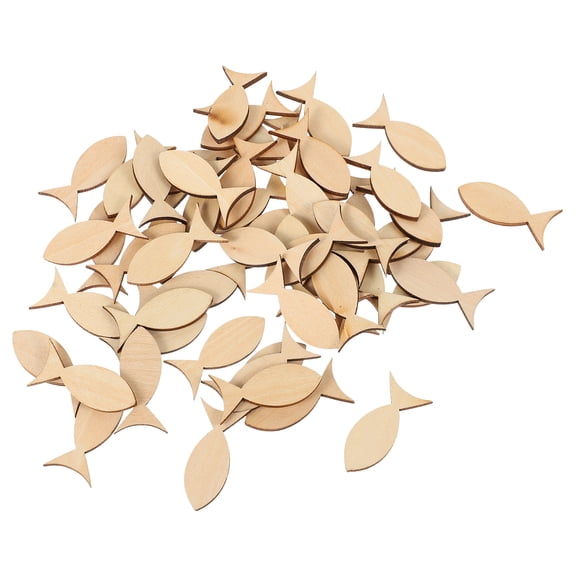 MLINS 200 Pcs Wooden Fish Cutouts DIY Painting Wood Craft Pieces Wooden Embellishments