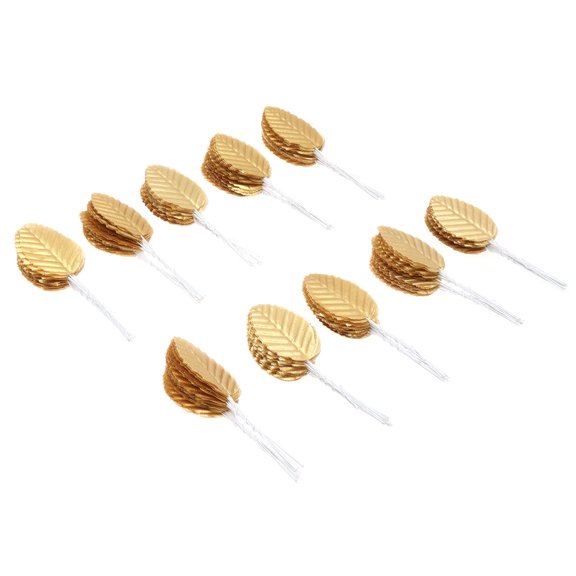 MLINS 200 Pcs Artificial Rose Leaves Gold Faux Plant Foliage for Home Decor Indoor Floral Arrangement Accessories