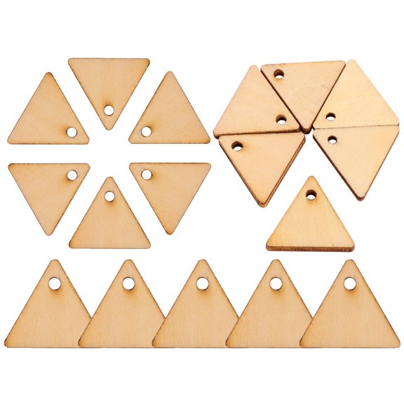 MLINS 200pcs DIY Triangle Slices with Hole Pendant for Craft Projects Khaki Color Smooth Surface