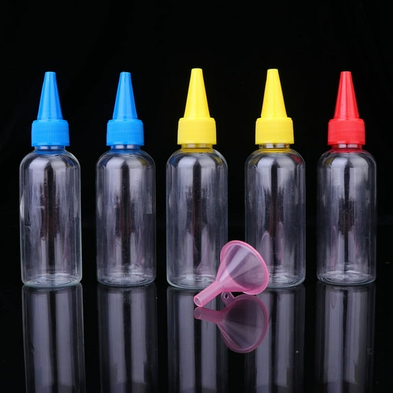 MLINS 20PCS Clear Squeeze Bottles Plastic Transparent Dispensers Bottle for Art Crafts Hair Salon Coloring Dyeing (10PCS 30ML and 10PCS 60ML/Random Color)