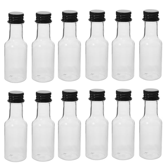 FELTECHELECTR Set of 24 Transparent Plastic Wine Bottles with Aluminum Caps for Beverage Storage and Drinks