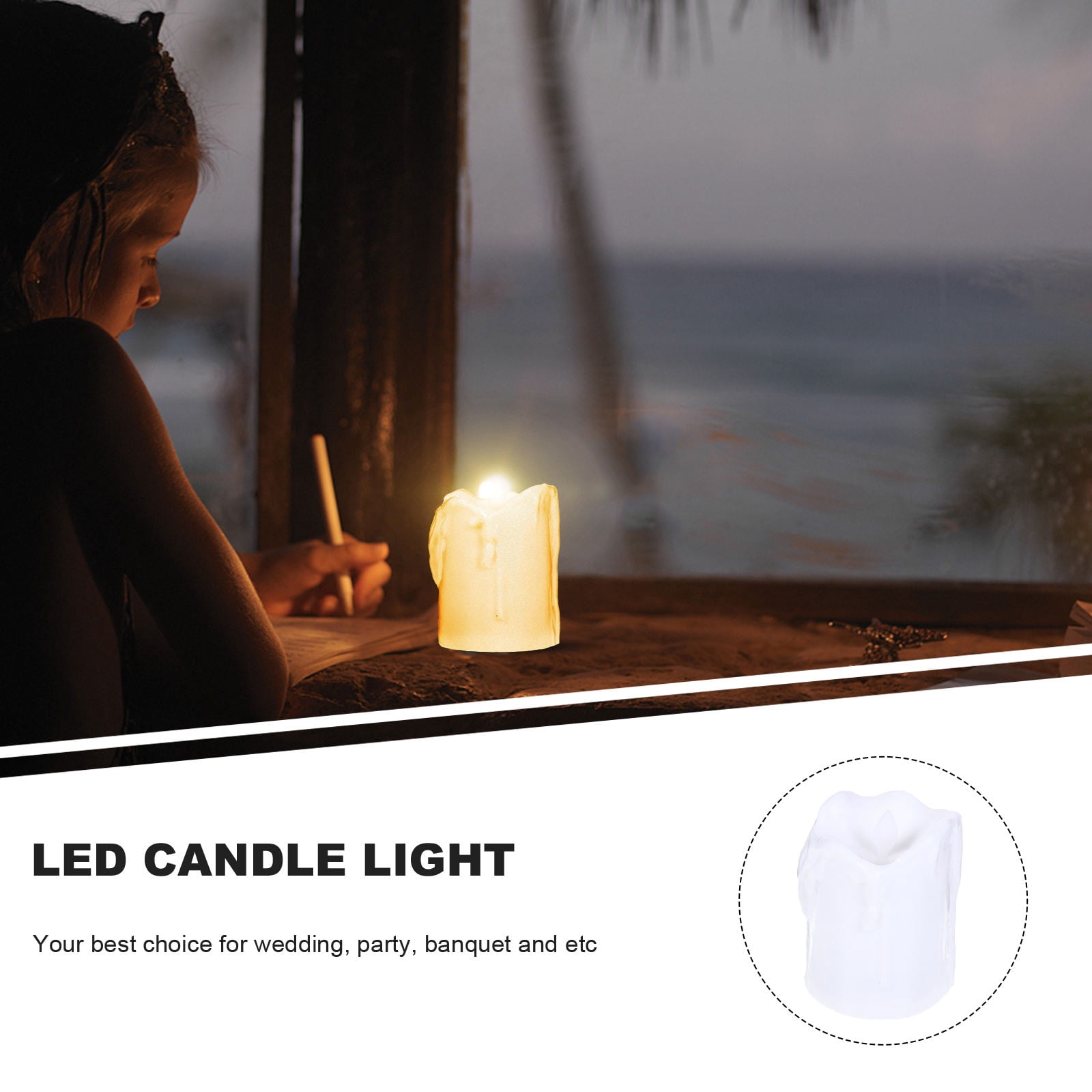 MLINS 24Pcs White LED Candle Lamps Dripping Light Plastic Safe ...
