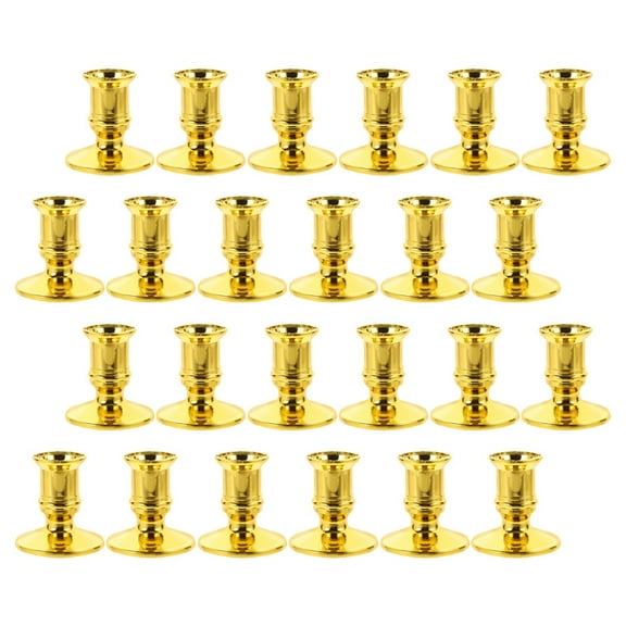 FOMIYES Tealight Candlestick Holder Golden Plastic 24Pcs 2.4In