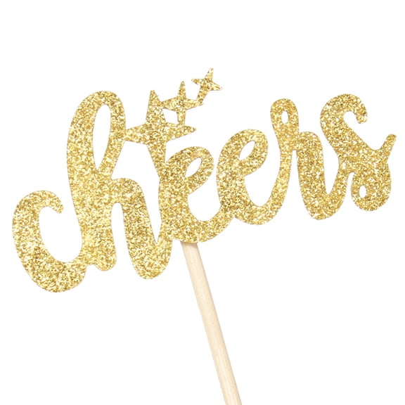 MLINS 24pcs Golden Cake Toppers Glitter Paper Decorations for Celebrations and Parties, EcoFriendly Design