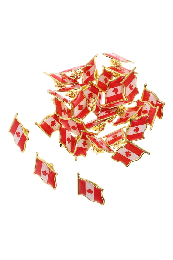 25Pcs Red Canada Flag Lapel Pins Metal Brooch Pin Clips for Travel and Decorative Use