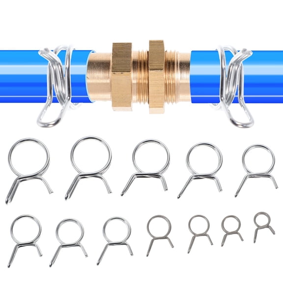 MLINS  250 Pcs Double Wire Hose Clamps for Pipes Stainless Spring Silver