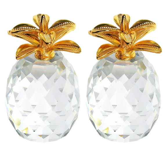 MLINS 2PCS Crystal Pineapple Fruit Decor Tabletop Ornament Pineapple Figurine Collectible Minimalist Crystal Craft for Home Decor Dining Room
