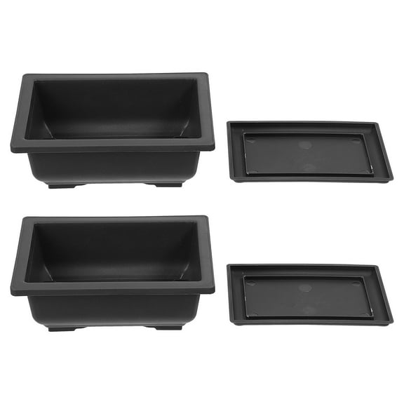 HEALEEP Outdoor Gardening Planter Plastic Black For Courtyard 2 Sets 11.8X4.7X2.3In