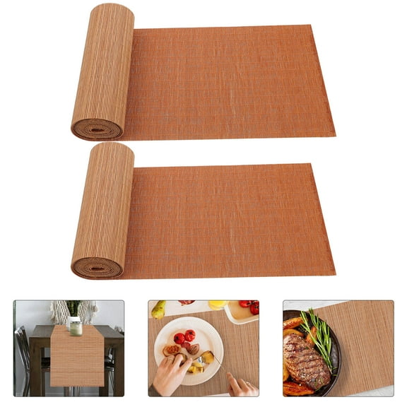 MLINS 2Pcs Bamboo Table Runner Placemats 100X20X0.1Cm Customizable For