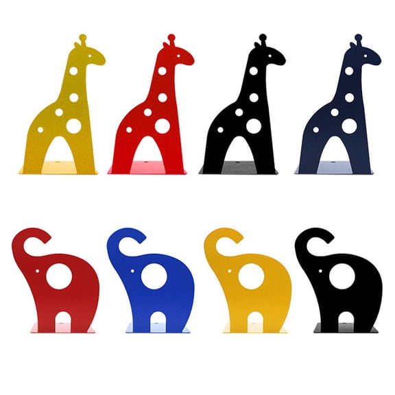 MLINS 2Pcs Creative Giraffe Book Stand Cartoon Animal Giraffe Nonskid Metal Bookend Book Organizer (Blue)