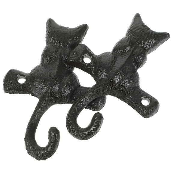 AURARMLET Coat Hanger Iron Black Entrance 2Pcs 3.9X2.8X0.8In
