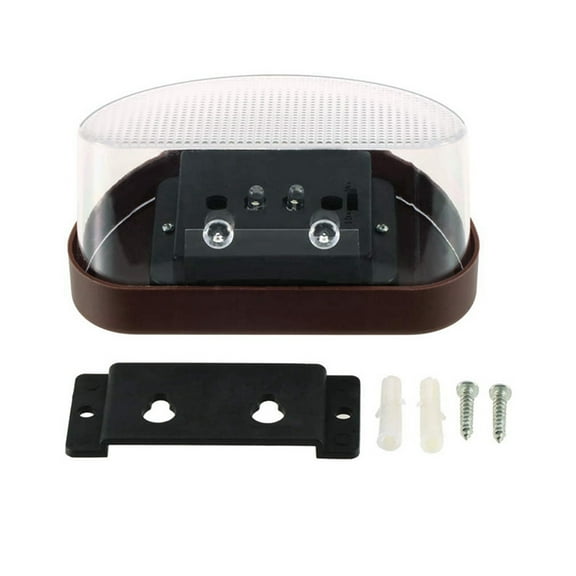 MLINS 2Pcs Pathway Light Solar Powered Stairs Fence Garden Security Lamp Outdoor Waterproof Light-White Light (Brown)