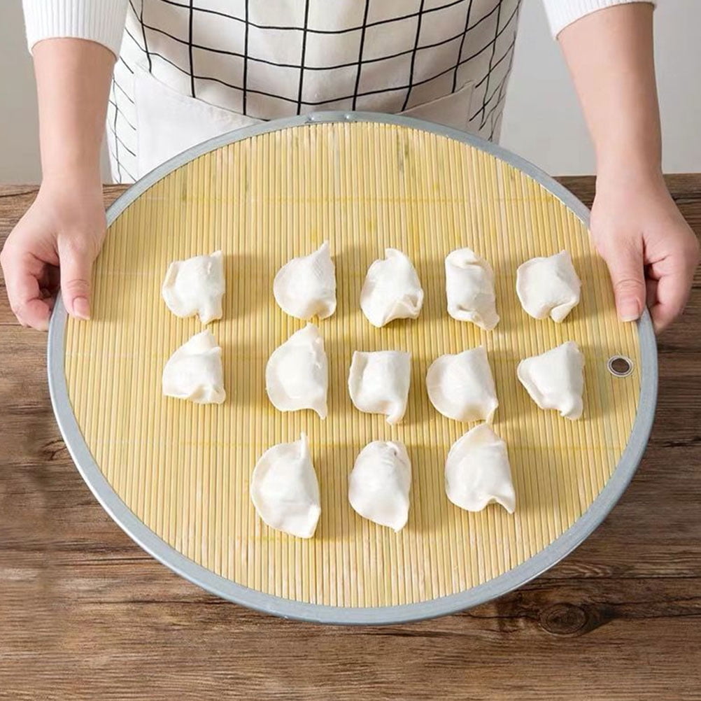 Bumpy Tray DINHEAROM Dumpling Tray Bamboo Stackable 2Pcs 16.5X16.5X0.1in For Home ...