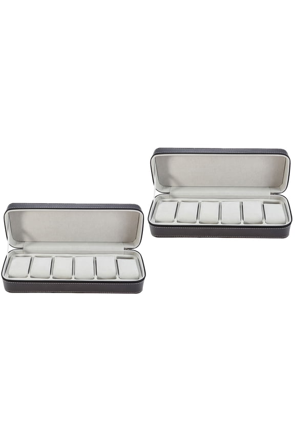 2pcs 6 Slots Watch Storage Case Watch Zipper Storage Organizer Portable Watch Container