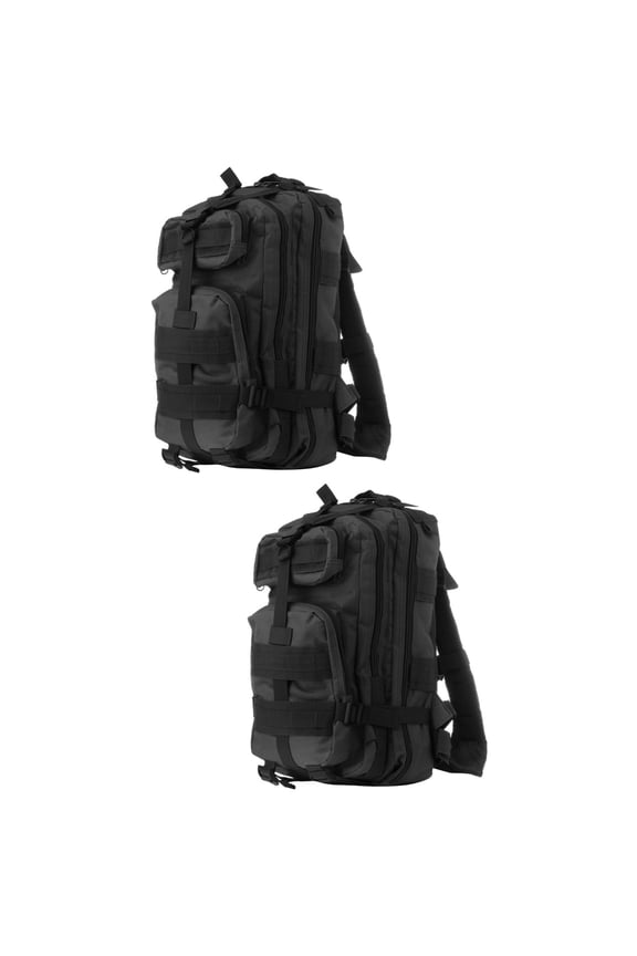 2pcs Backpack Small Rucksacks Hiking Bag Outdoor Trekking Camping Pack Men Combat Travel Bag 20-35L (Black)