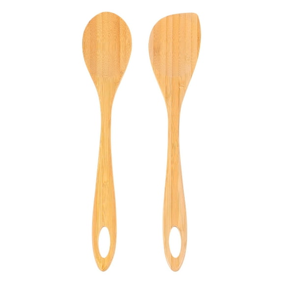 MLINS 2pcs Bamboo Wooden Salad Servers Salad Stirring Spoon Set Cooking Spoon Long Handled Kitchen Utensils Cookware For Home Restaurant