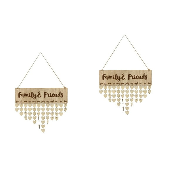 MLINS 2pcs Birthday Wooden Hanging Ornament Festival Countdown Calendar Home Decor