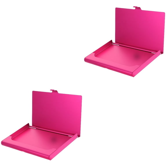 FOMIYES Compact Rosy Metal Business Card Holder for Easy Storage and Use