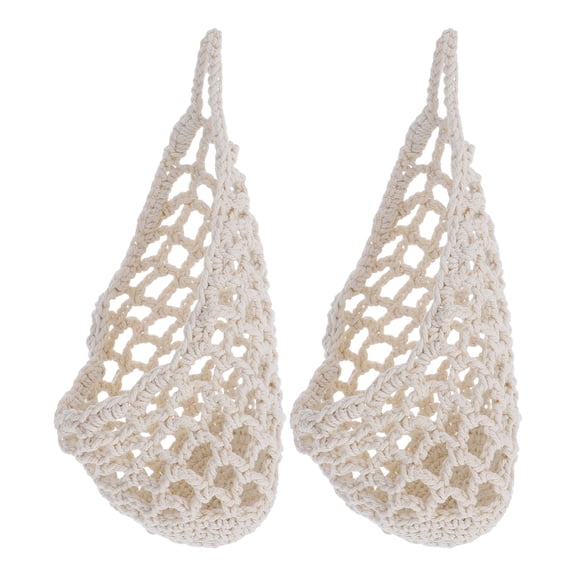 MLINS 2pcs Boho Macrame Plant Hanger Cotton Rope Hanging Planter Decorative Flower Pot Holder Fruit and Vegetable Storage Basket for Kitchen Living Room Garden