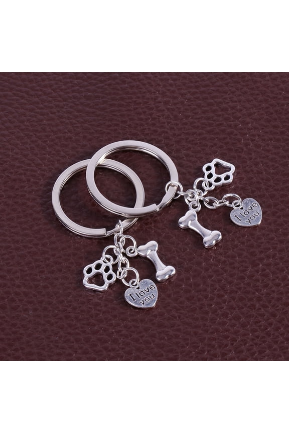 2pcs Bone Dog Paw Keychains Unique Key Holder Exquisite Key Ring Key Decoration Small Gift for Men Women