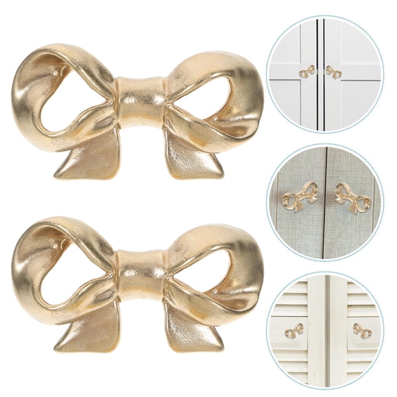 YUYUETIME Brass Golden Bow Shape Drawer Handle for Furniture 2Pcs
