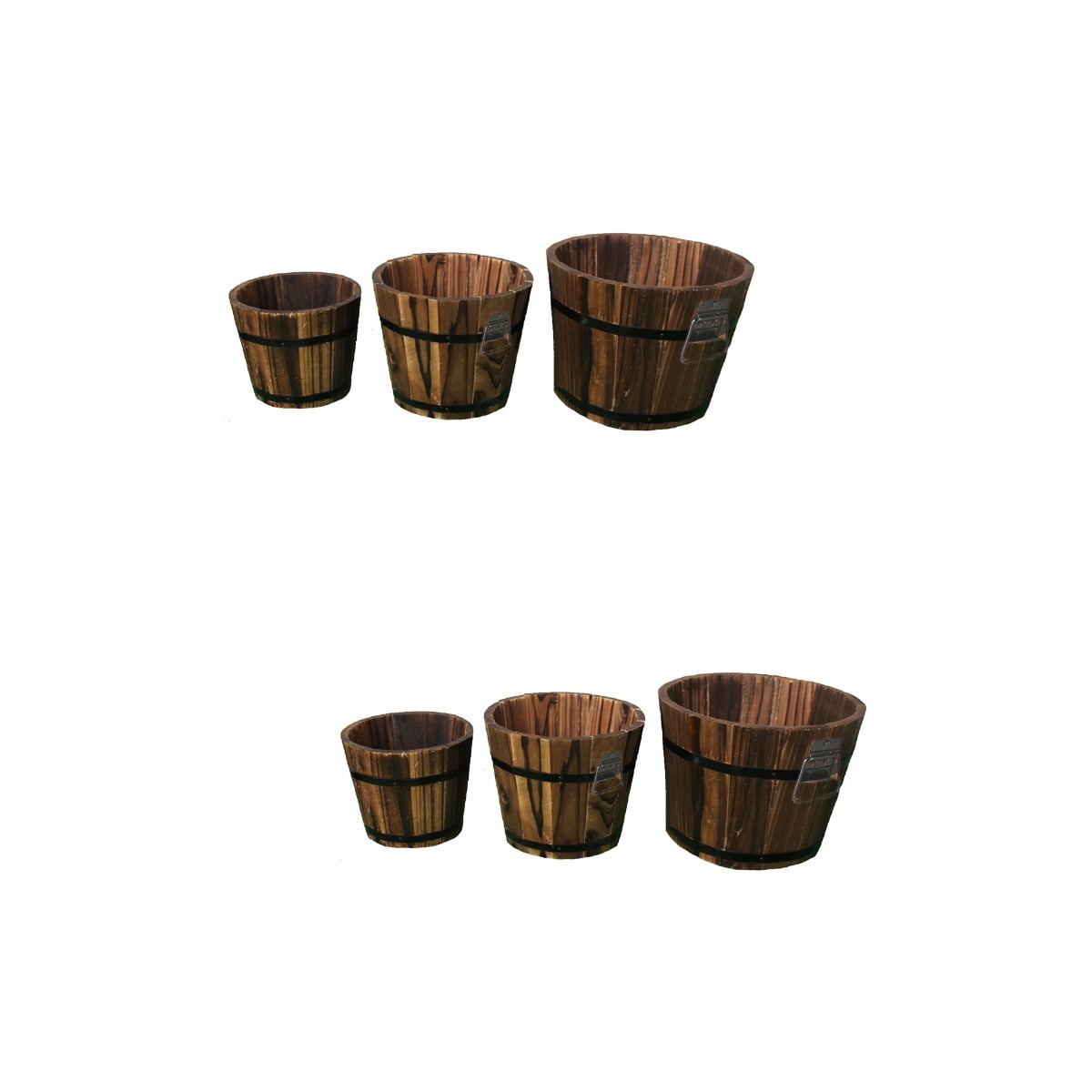 MLINS 2pcs Bucket Planter Flower Pot Rustic Wooden Flower Planters ...