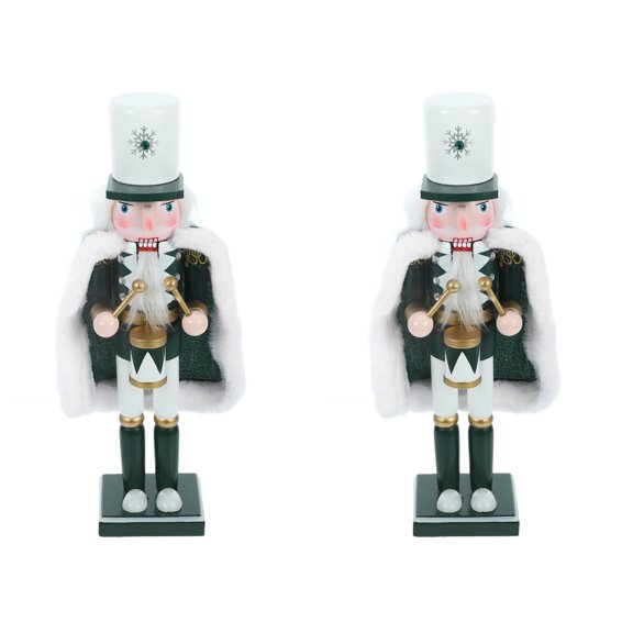 MLINS 2pcs Christmas Nutcracker Drum Soldier with Cloak Traditional Nutcracker Ornament