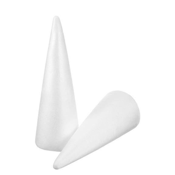 MLINS 2pcs Craft Foam Cone White Polystyrene Christmas Tree Foam Cones for DIY Craft Project Xmas Tree Table Centerpiece