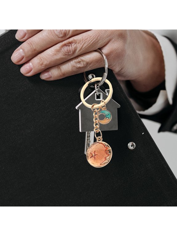 Cute Star Moon Keychain Assorted Color Metal for Holding Use 2Pcs