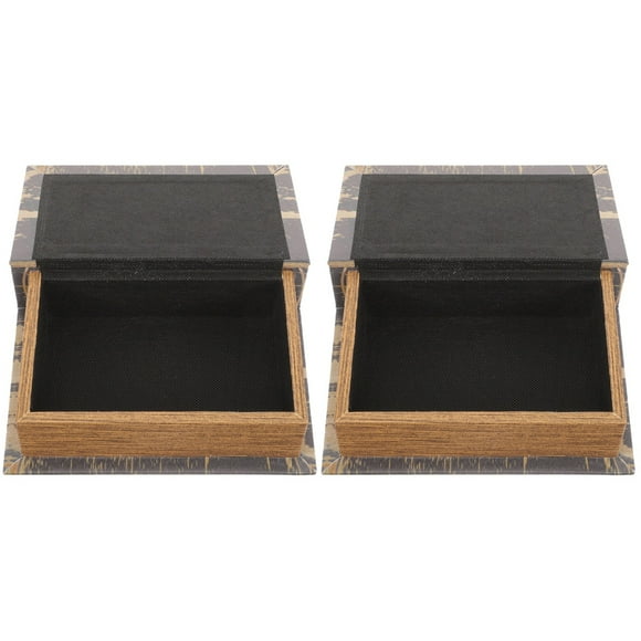 MLINS 2pcs Decorative Book Box Wooden Antique Book Model Vintage Book Storage Box Book-type Jewelry Keepsake Box