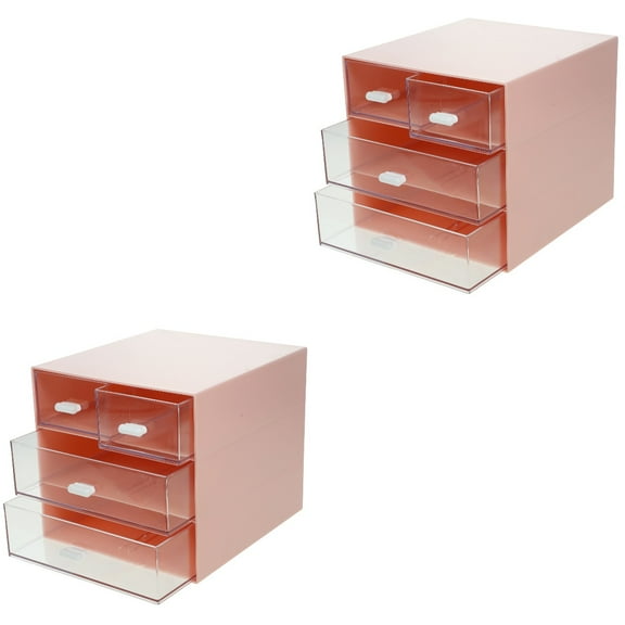 YUYUETIME Pink ABS Desk Sundries Organizer for Cosmetics and Jewelry 2Pcs