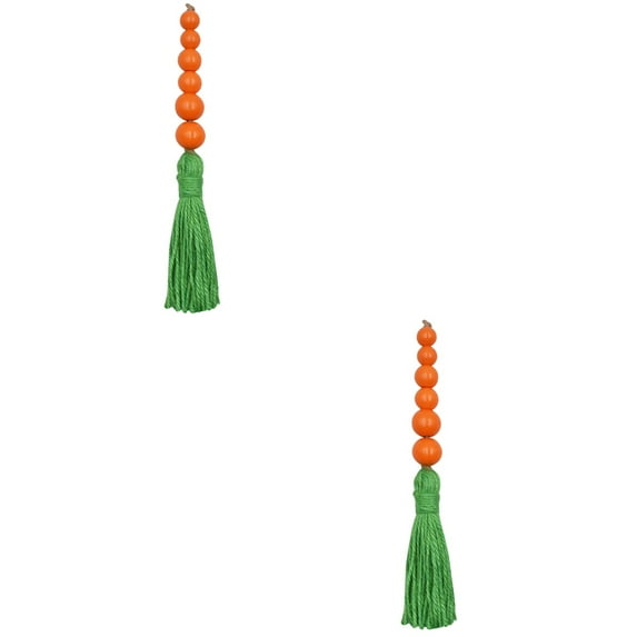 MLINS 2pcs Farmhouse Bead Garland Rustic DIY Easter Wooden Bead String with Tassel
