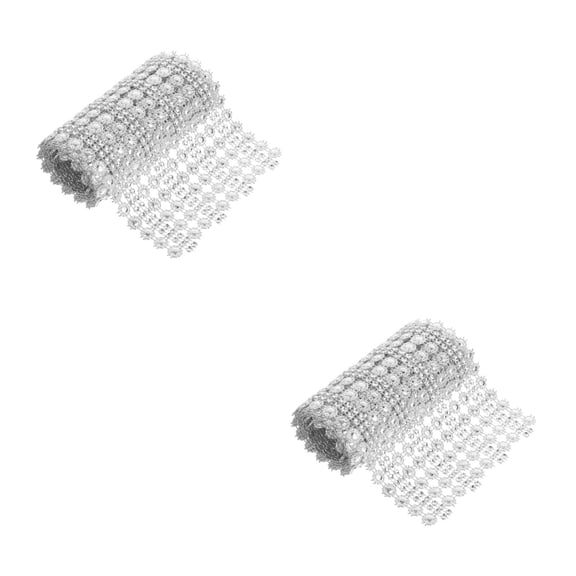 MLINS 2pcs Faux Crystal Rhinestone Mesh Ribbon Multi-function Bead Trim Decorative Craft Trim Clothes Supply