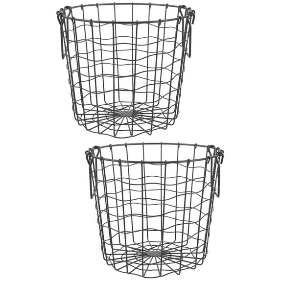 MLINS 2pcs Firewood Storage Basket Wire Storage Basket Logging Carrier Collapsible Handle Basket