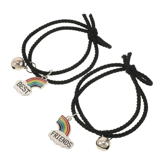 MLINS 2pcs Friendship Bracelet Jewelry Rainbow Best Friends Jewelry Matching Hair Rope Bracelets for Girls Boys Supplies