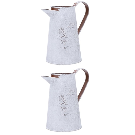 MLINS 2pcs Garden Tin Bucket Flower Arrangement Bucket Garden Vase Pot Barrel Pot Creative Vintage Desktop Plants Vase for Home Decor