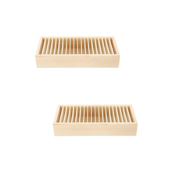 MLINS 2pcs Gift Ribbon Storage Holder Wooden Box Flower Wrapping Ribbon Holder Organizer