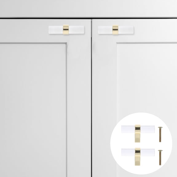 MLINS 2pcs Golden Cabinet Knobs Acrylic Dresser Knobs Cupboard Hardwares Pulls Handles