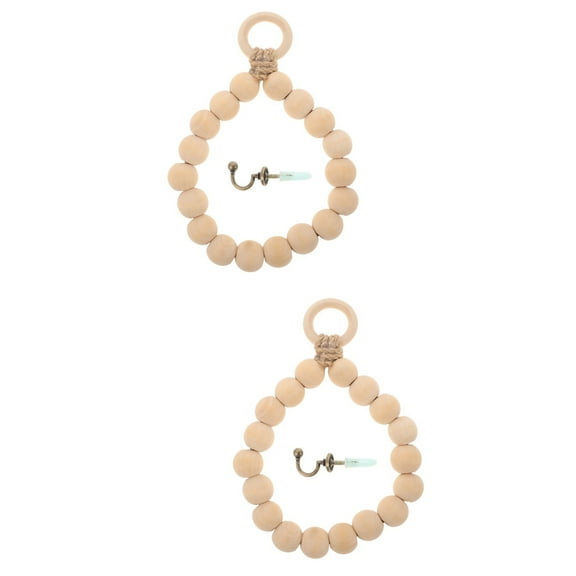 MLINS 2pcs Hand Towel Holder Bathroom Towel Ring Wood Bead Towel Hanger Dish Cloth Hanger for Kitchen