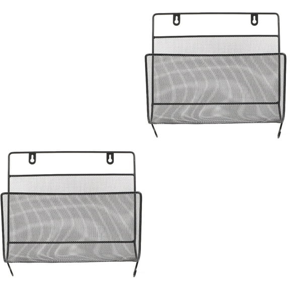 MLINS 2pcs Hanging Wall File Organizer Wall Mount File Folder Book Iron Storage Rack